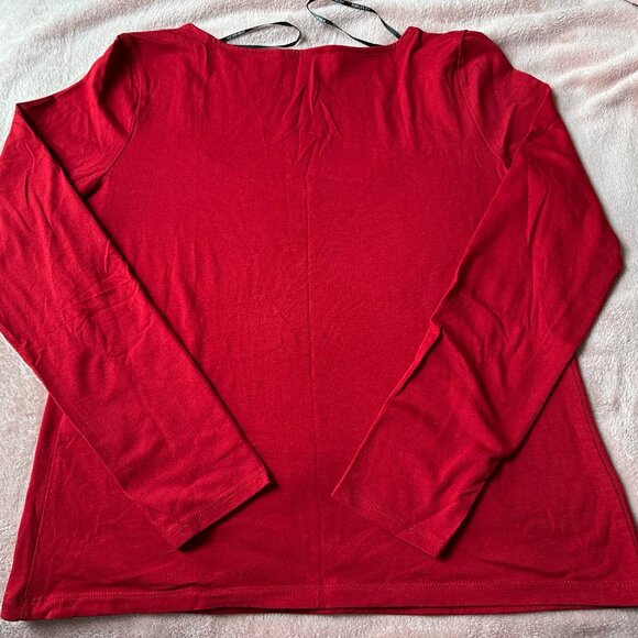 Forever 21 Women's Plus 1x Red Long Sleeve Top Sweetheart Neckline - Picture 6 of 6